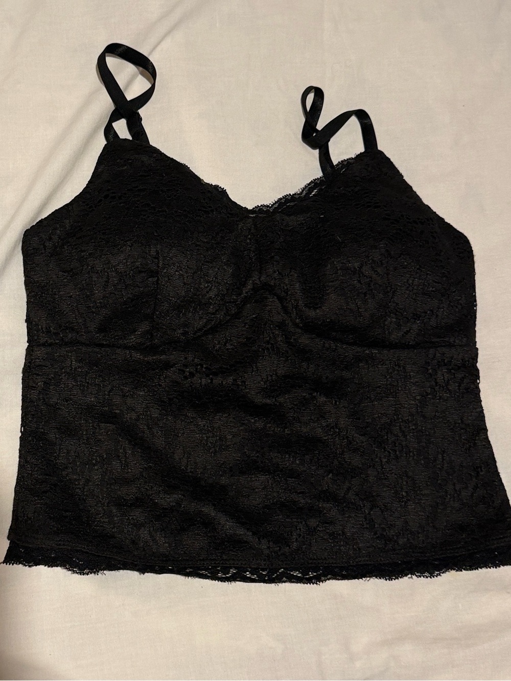 Derek Heart Black Shimmering Lace Camisole with Spaghetti Straps